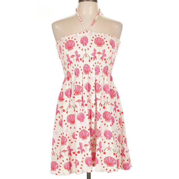 HILL HOUSE Home The Roxie Nap Dress In Mermaid Terry, Pink Seashell Print Large - Picture 1 of 8